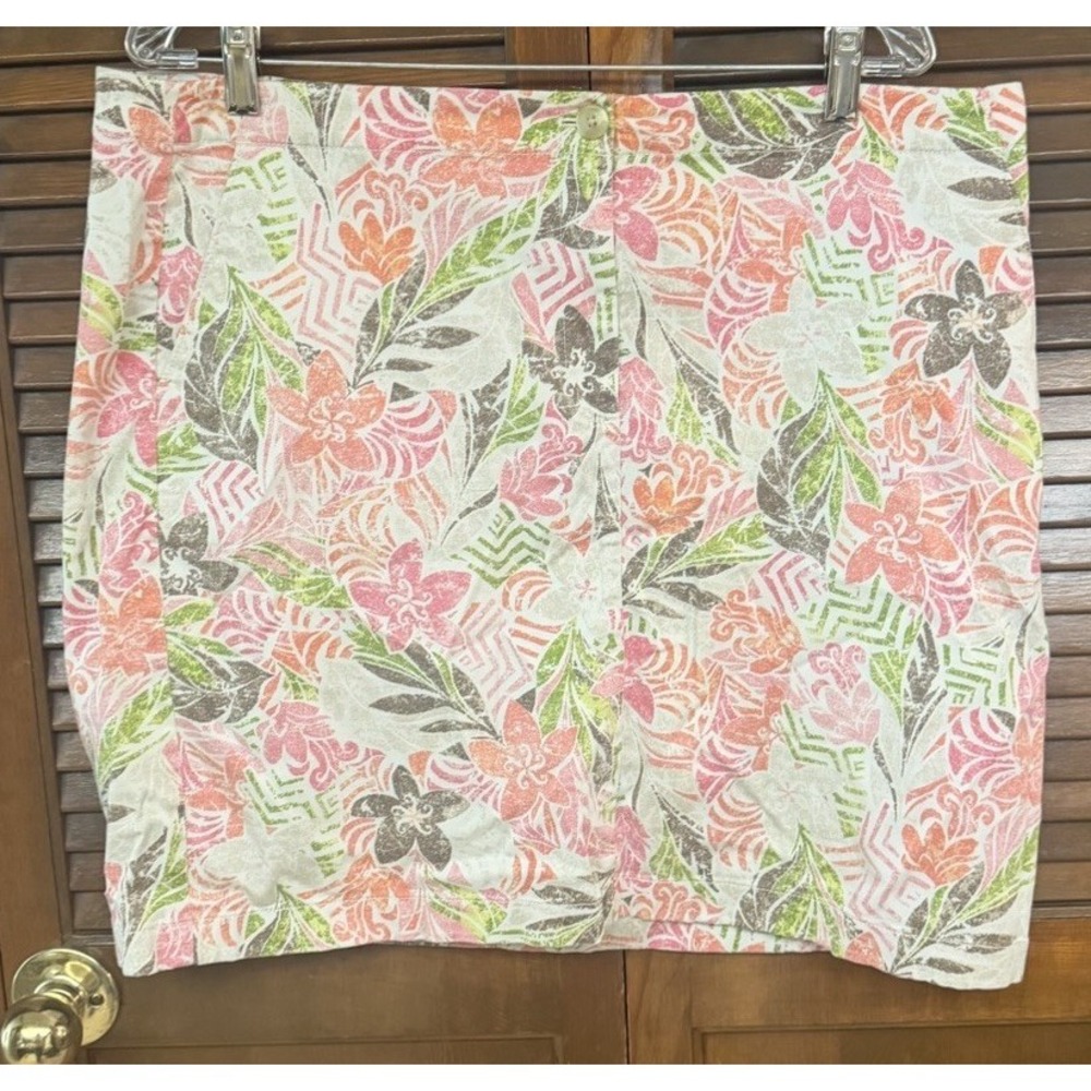 Live-In Chino Floral Tropical Golf Skort Skirt Women's Size 16 Preppy Coasta